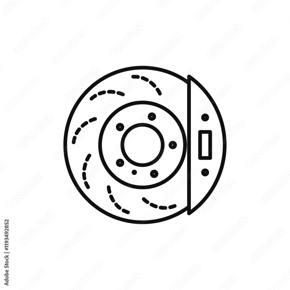 Car brake disk with caliper icon line art vector Car brake disk with caliper icon line art vector