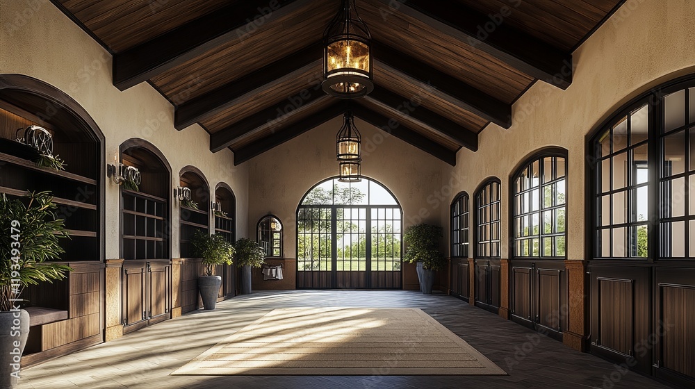 Fototapeta premium A high-end equestrian facility with premium stables and tailored riding gear