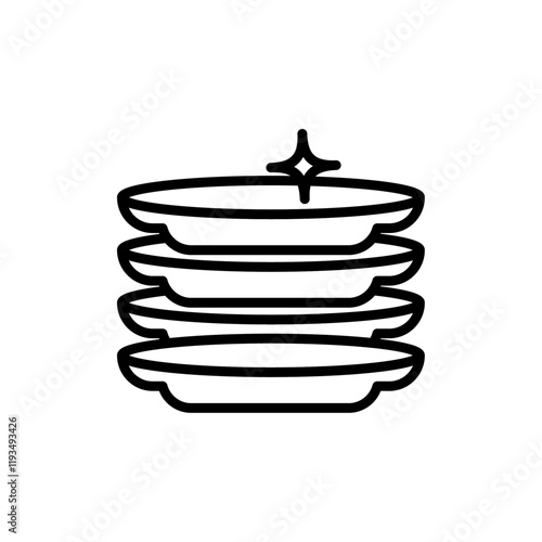 Clean stack plates icon line art vector