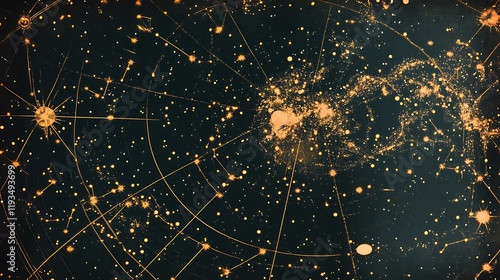 Celestial Chart Depicting Constellations and Stars