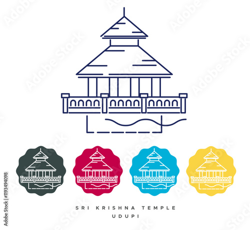 Sri Krishna Temple Udupi - Stock Illustration