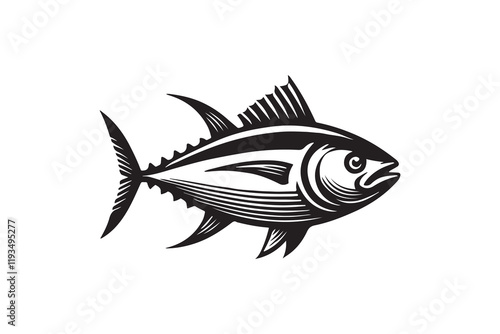 tuna fish icon silhouette vector illustration isolated on a white background