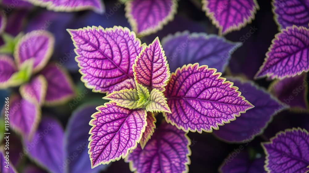 close-up of the vibrant leaves purple yellow Painted Nettle Plants, creating intricate patterns that showcase their unique beauty, sway in wind blow close-up of the vibrant leaves purple yellow Painted Nettle Plants, creating intricate patterns that showcase their unique beauty, sway in wind blow
