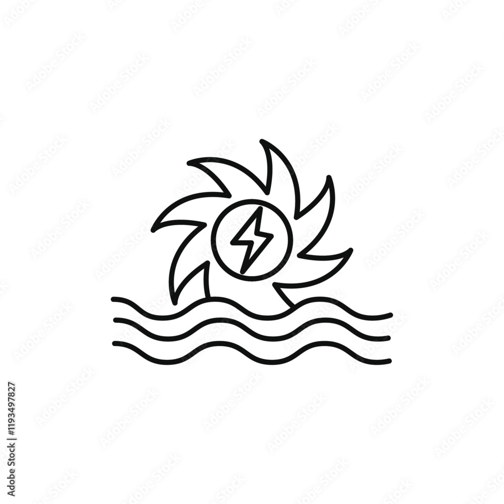 Hydroelectric energy icon line art vector Hydroelectric energy icon line art vector