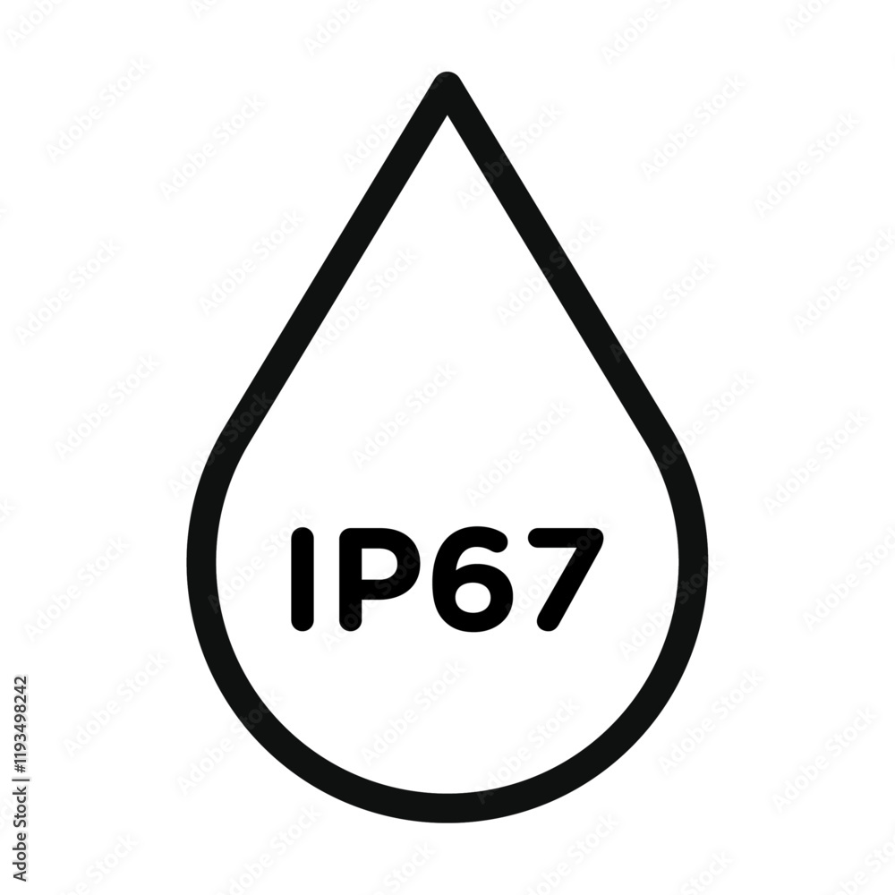 IP67 waterproof icon line art vector IP67 waterproof icon line art vector
