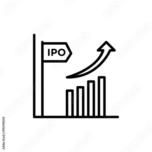 IPO Initial public offering icon line art vector