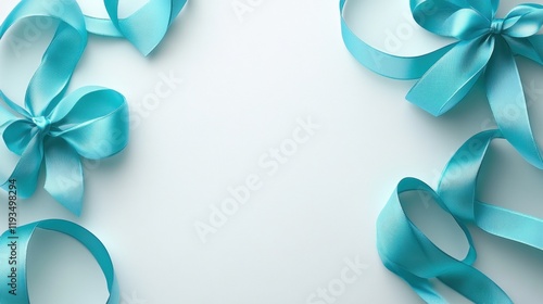 Elegant Turquoise Ribbons Arranged on Soft Light Background