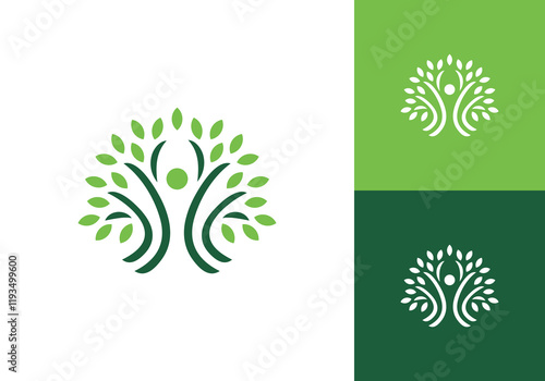 tree people logo design. care for the environment symbol icon concept