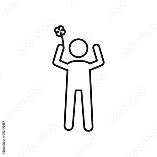 Men luck icon line art vector