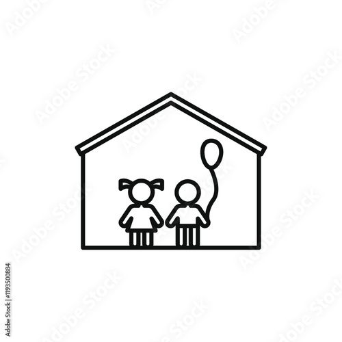 Orphanage house icon line art vector