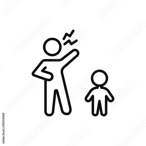 Parents scolding child icon line art vector