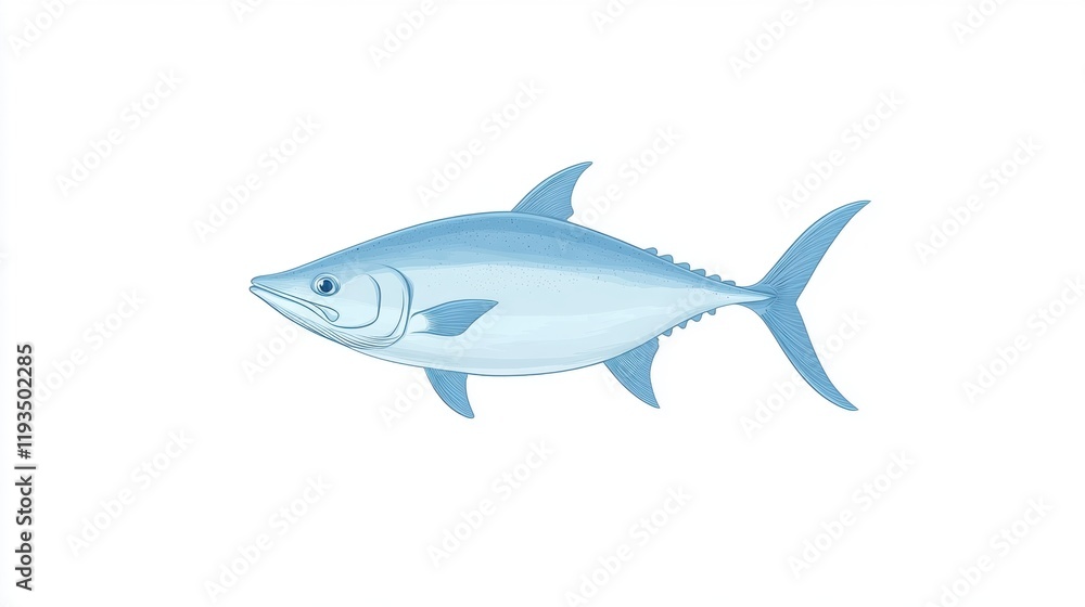 Illustration of a Blue Fish Swimming in Clear Water Background Illustration of a Blue Fish Swimming in Clear Water Background