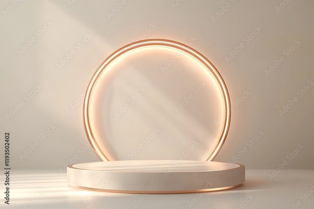 Elegant Light Gold Oval Frame Product Display with White Pedestal Elegant Light Gold Oval Frame Product Display with White Pedestal