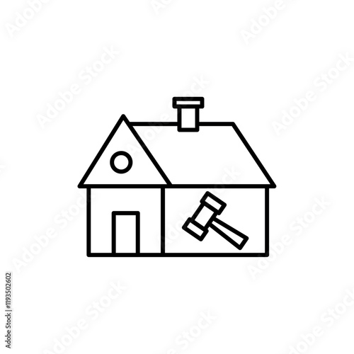 Real estate auction icon line art vector