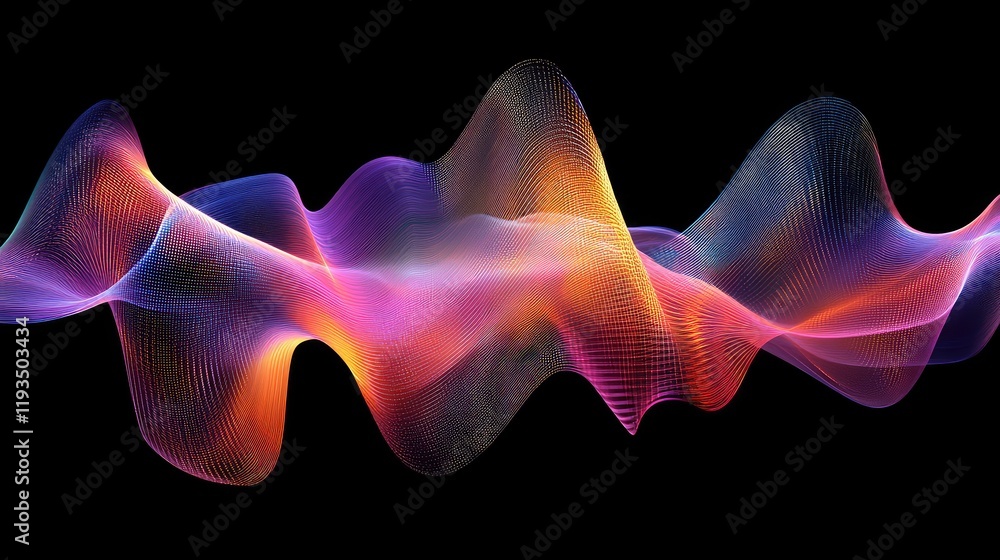 Obraz premium An artistic visualization of quantum wave functions using flowing lines of multicolored light