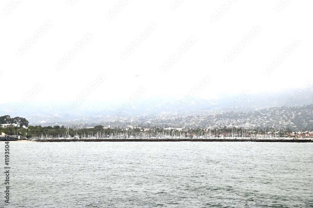 Fototapeta premium A marina in Santa Barbara is jammed with sailboats