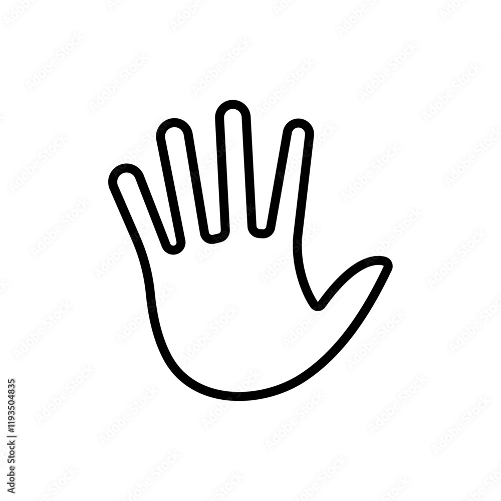 Stop sign with hand icon line art vector Stop sign with hand icon line art vector