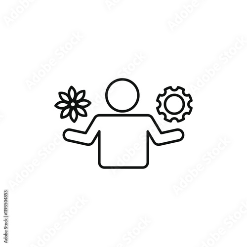 stress management icon line art vector