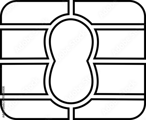 EMV chip icon. Line, glyph and filled outline, mobile telephone Microchip for bank plastic credit or debit charge or sim card. Digital Nfc technology. Contactless payment at terminals and ATMs.