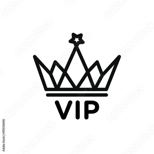Vip text with crown icon line art vector
