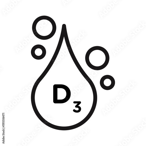 Vitamin D3 icon line art vector
