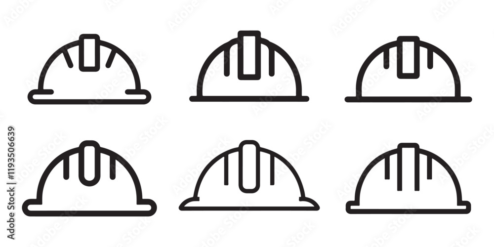 Construction worker hat outline icon set vector on white background Construction worker hat outline icon set vector on white background