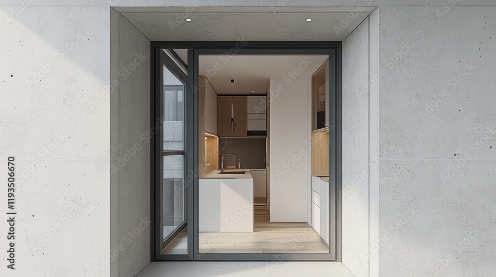 Fototapeta premium Modern Minimalist Kitchen Interior Design with Natural Light