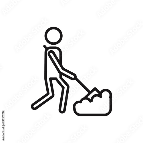Worker digging icon line art vector