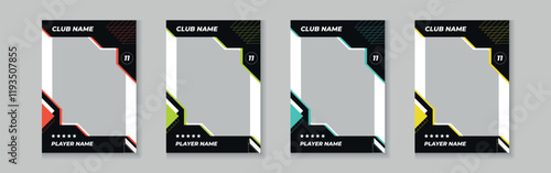 Trading card template design for sports, picture frame for player performance, photo frame or border collection for hockey, basketball and football player, sports flyer design, template eps 10.