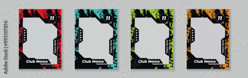 Set of player trading card template, Photo frame and border collection for soccer, hockey, volleyball, and basketball players, Sport flyer layout design, Template eps 10.
