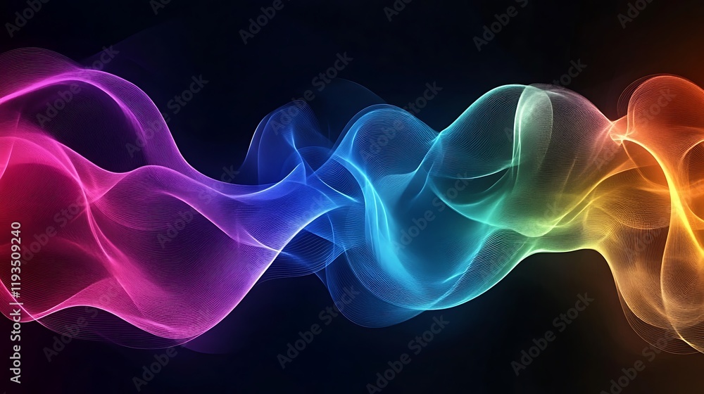 Rainbow colored abstract flowing waves design Rainbow colored abstract flowing waves design
