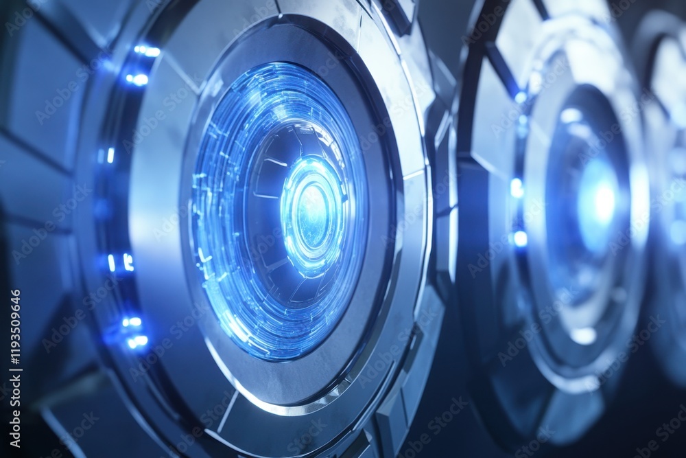 Intricate blue illuminated circular design showcasing futuristic technology elements Intricate blue illuminated circular design showcasing futuristic technology elements