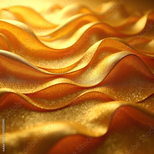 Golden fabric waves. Luxurious, shimmering texture. Abstract background with elegant, flowing folds. Perfect for design projects.