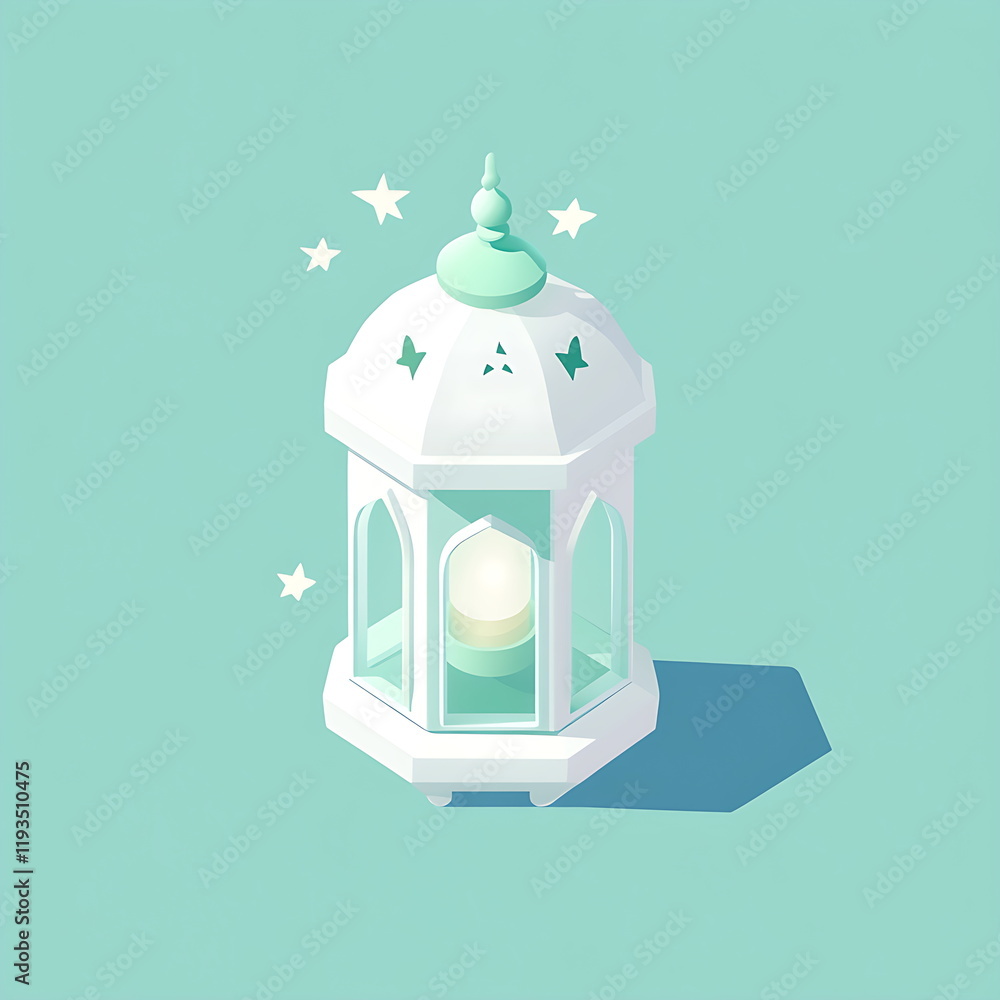3D icon of a Ramadan lantern with stars pastel color 3D icon of a Ramadan lantern with stars pastel color