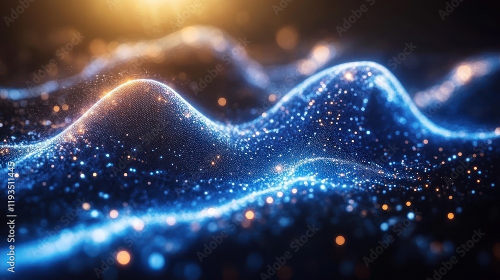 Abstract glowing waves with sparkling particles. Abstract glowing waves with sparkling particles.