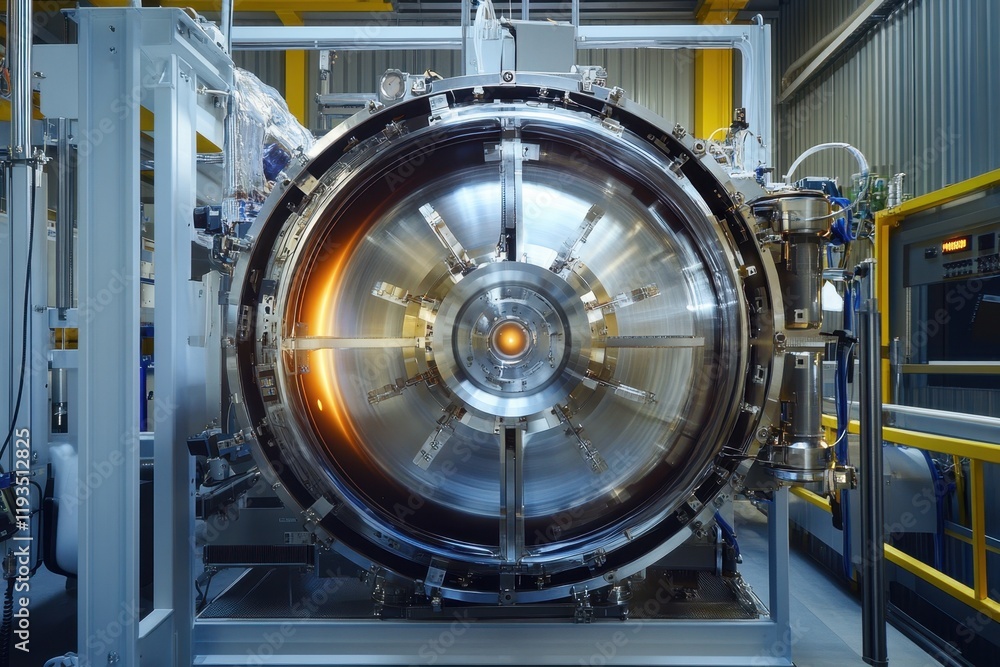 Fototapeta premium Innovative vacuum chamber technology showcased in a modern laboratory setting