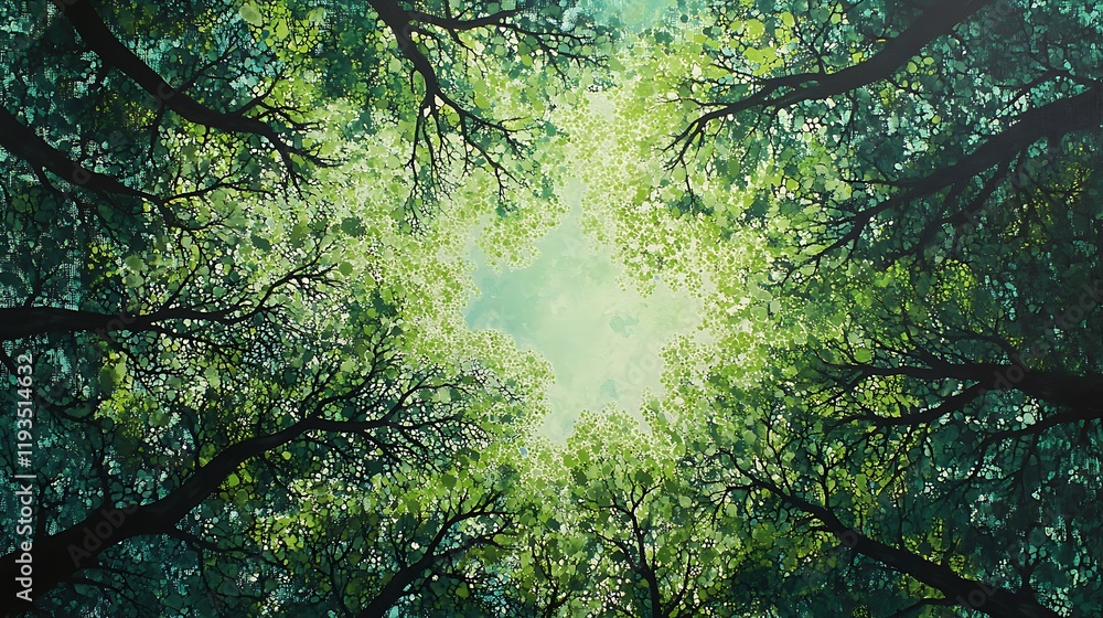 Fototapeta premium Canopy View of Trees Reaching for Sunlight