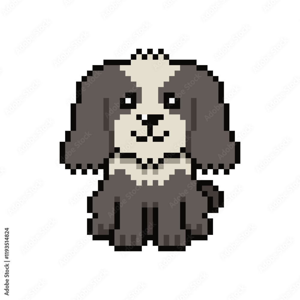 Pixel art cute shih tzu dog vector in retro style for design. Pixel art cute shih tzu dog vector in retro style for design.