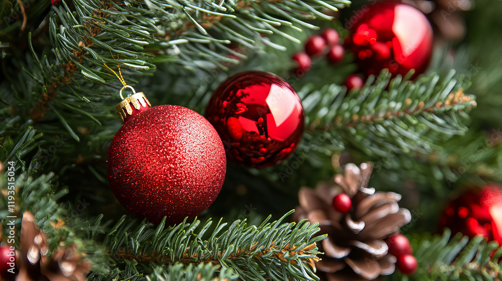 Fototapeta premium Christmas tree branches closeup. Background of pine and fir branches