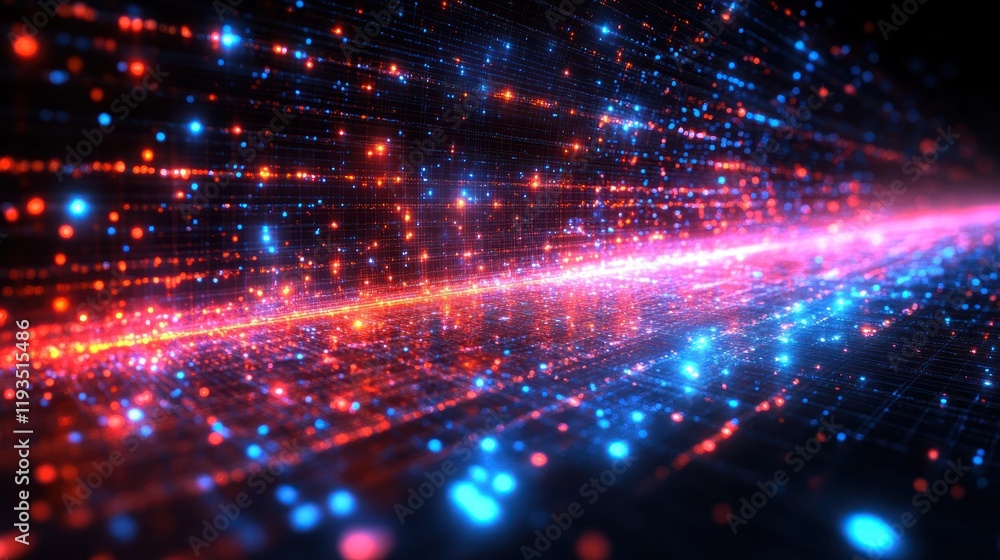 Abstract digital landscape with glowing particles. Abstract digital landscape with glowing particles.