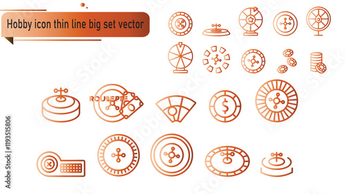 Hobby icon thin line big set vector