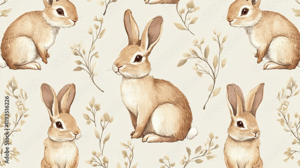 Fototapeta premium rabbits seamless pattern