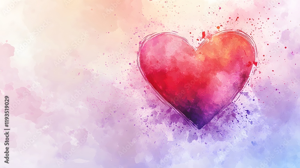 Obraz premium Watercolor Heart Abstract Romantic Love Design