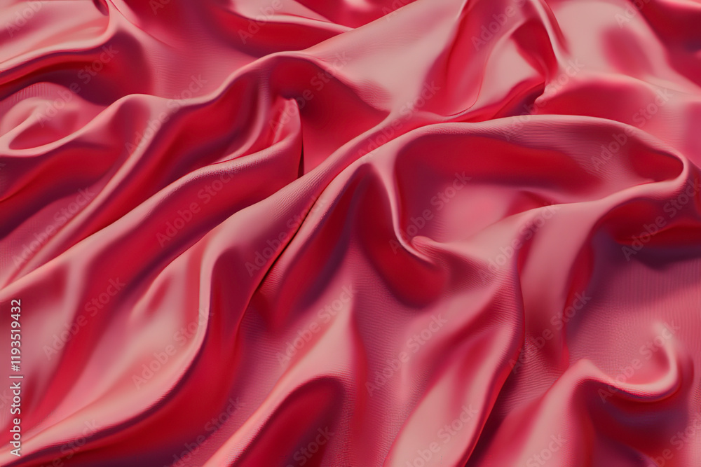 Fototapeta premium Red silk satin fabric background.