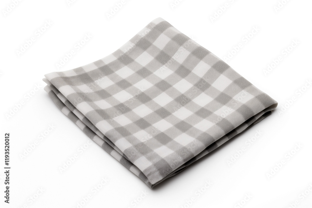 checkered rag napkin gray isolated on white background checkered rag napkin gray isolated on white background