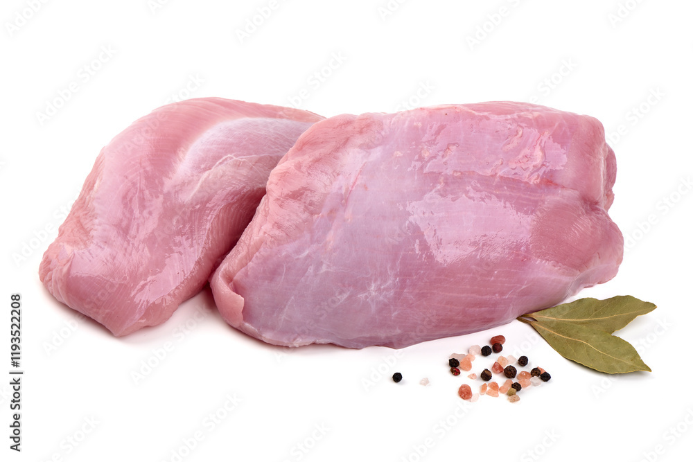 Raw Turkey fillet, isolated on a white background. Raw Turkey fillet, isolated on a white background.