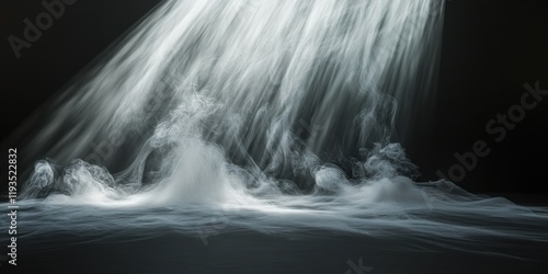 Wall of white-gray smoke falling down to the floor, for, motion photo