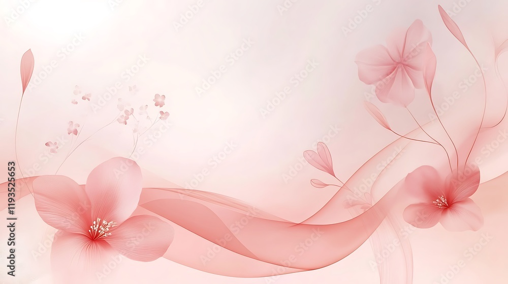 Delicate Pink Flowers and Flowing Fabric Design Delicate Pink Flowers and Flowing Fabric Design