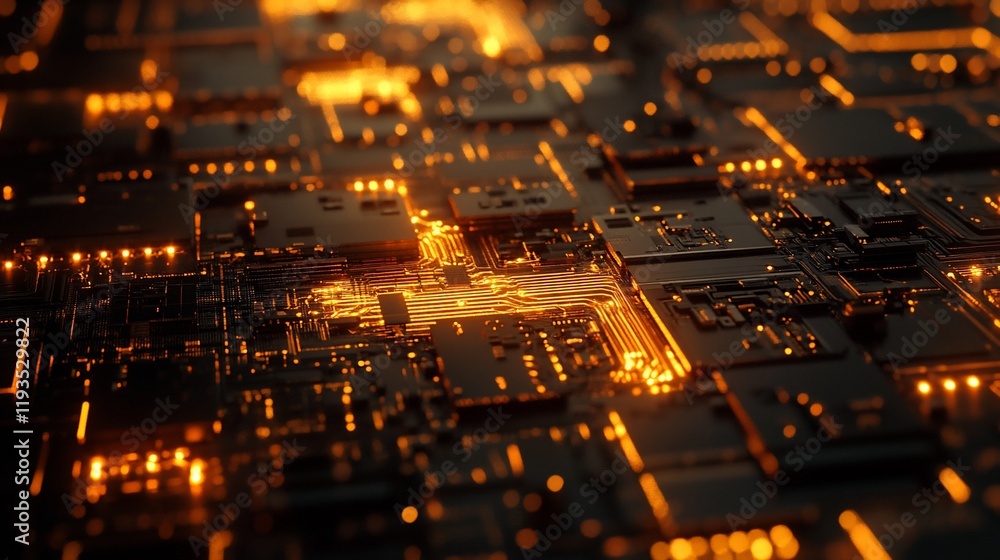 Obraz premium Illuminated Circuit Board Abstract Technology Design