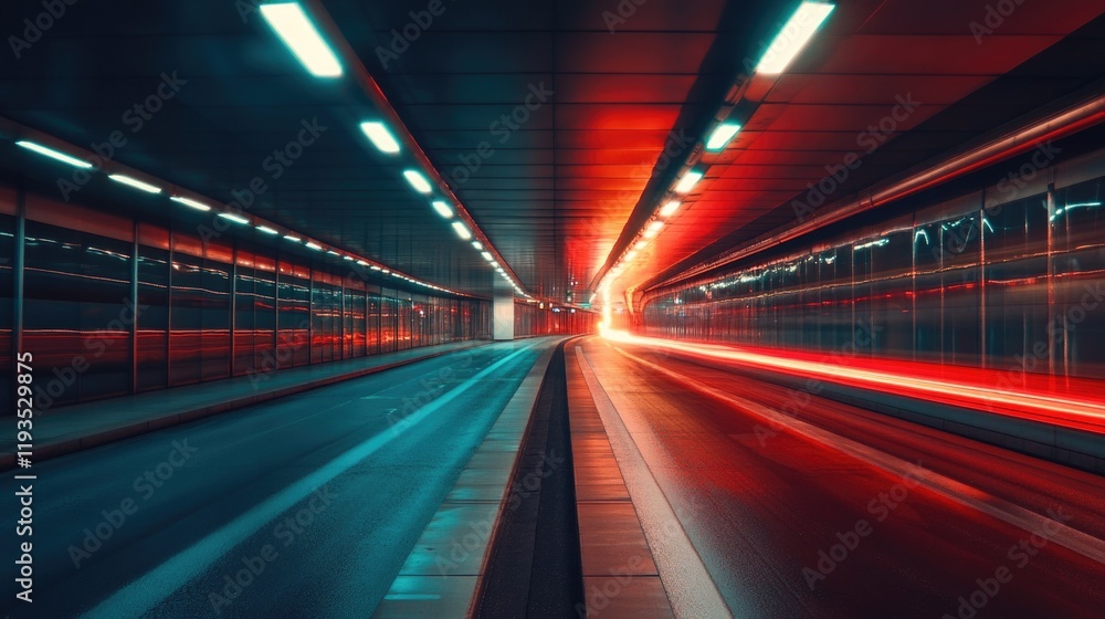 motion blur of light trails in a futuristic underground tunnel with glowing lights and modern design
motion blur of light trails in a futuristic underground tunnel with glowing lights and modern design